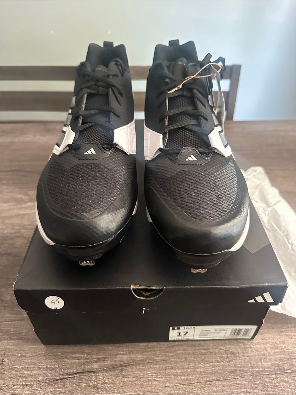 Adidas Icon 8 black & white baseball cleats size 17